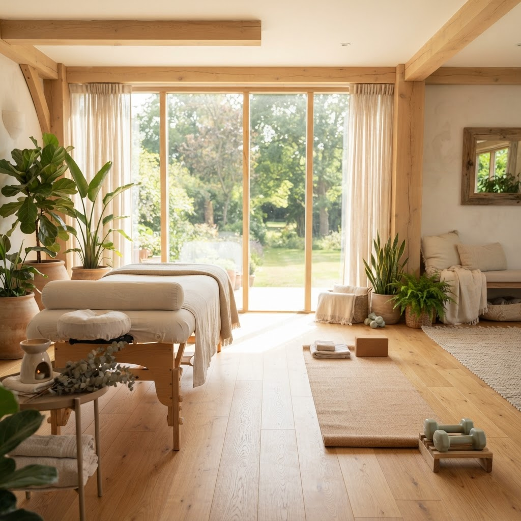 The Balance Shop studio, blending a calm massage space with an open training area